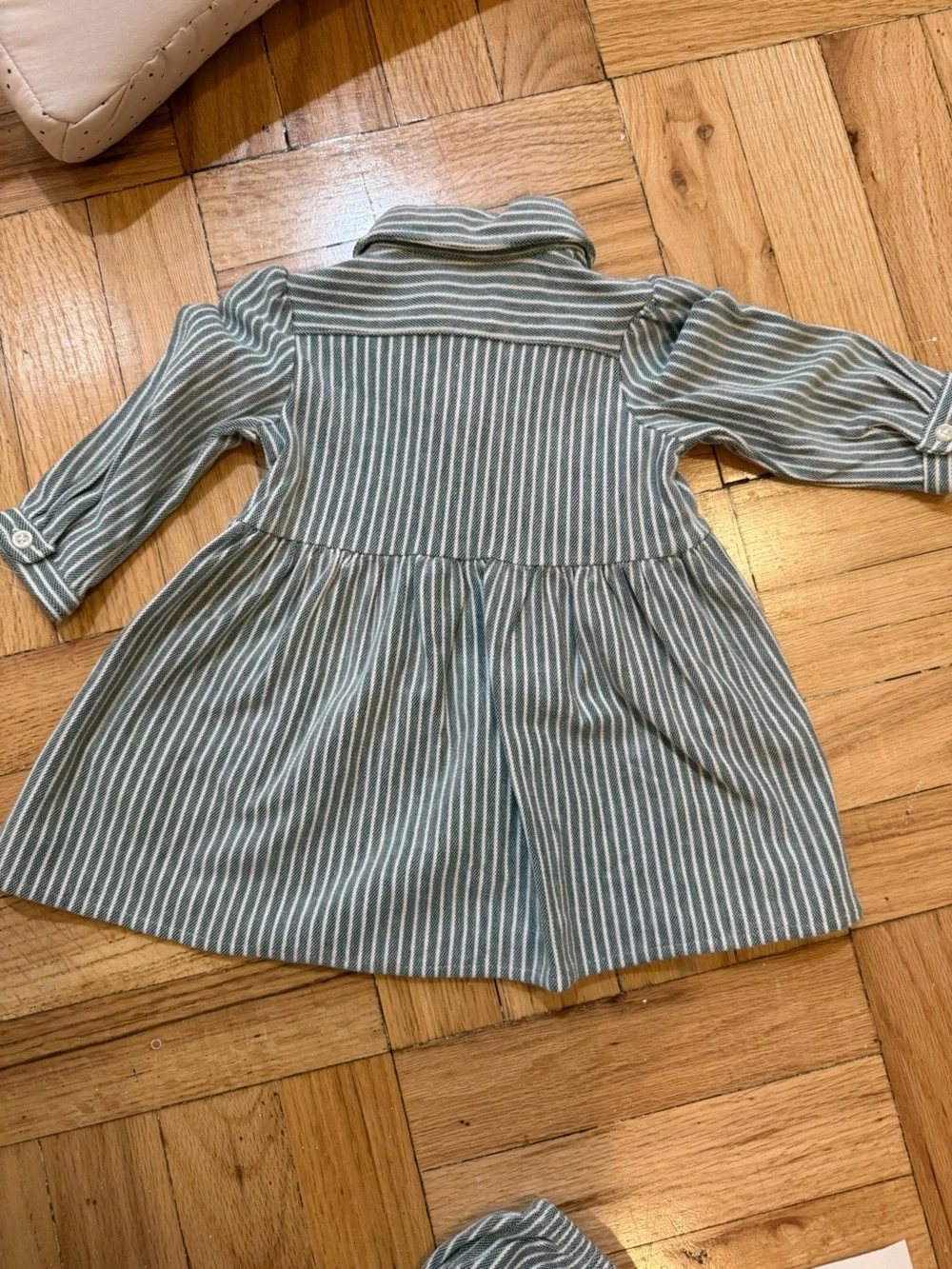 NWT Ralph Lauren 0-3 month classic green striped dress with bloomer